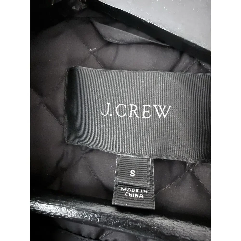 J Crew Women’s Black Quilted 70% Down Coat /Jacket Full Zip /Snaps /Pockets Sz S - Picture 6 of 10